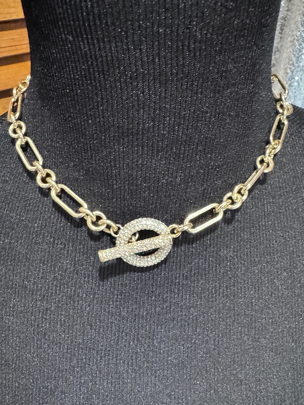 Lauren Ralph Lauren Gold Pavé Toggle Collar Necklace